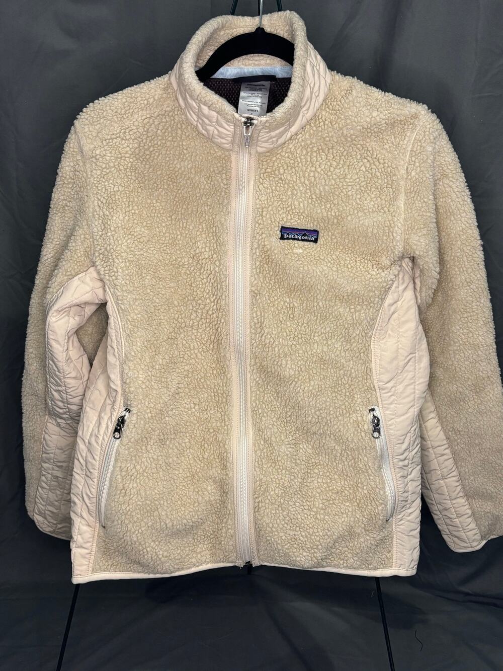 Patagonia Classic Retro-X Fleece Jacket Women’s Large Cream Natural Sherpa Zip
